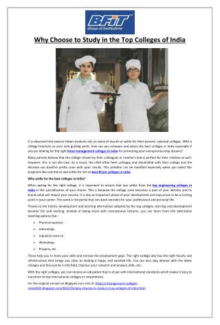 Why Choose to Study in the Top Colleges of India?