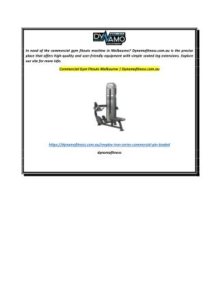 Commercial Gym Fitouts Melbourne  Dynamofitness.com.au