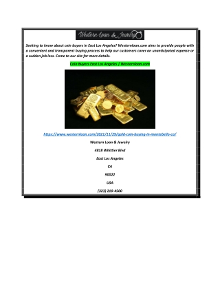 Coin Buyers East Los Angeles  Westernloan.com