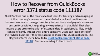 QuickBooks error 3371 status code 11118 ppt