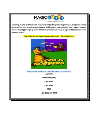 Play Online Scratch Card Games South Africa  Magiclotto.co.za