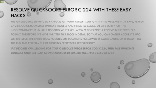 Easy way to troubleshoot QuickBooks Error C 224