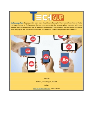 Jio Recharge Plan | Techgup.com