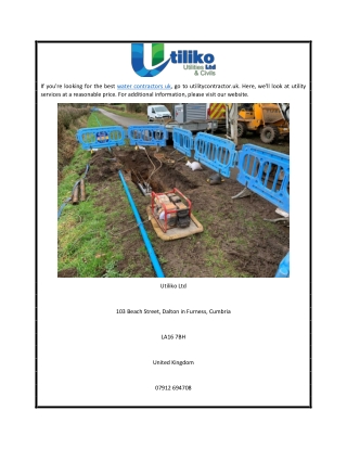 Water Contractors Uk  Utilitycontractor.uk