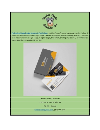 Professional Logo Design Services in Fort St John | Timelessstudio.ca