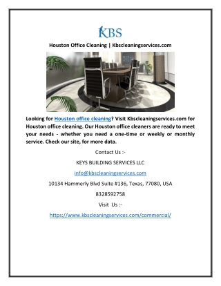 Houston Office Cleaning | Kbscleaningservices.com