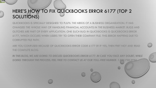 Effective guide to troubleshoot QuickBooks Error 6177