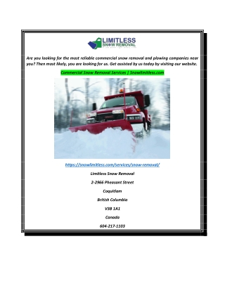 Commercial Snow Removal Services  Snowlimitless.com
