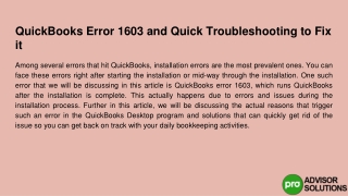 QuickBooks Error 1603 How To Find And Quick Troubleshoot How To Fix It?