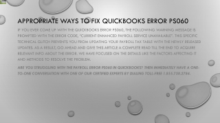 An easy guide to rectify QuickBooks Error PS060