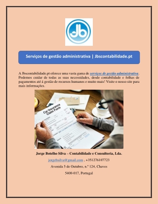 Serviços de gestão administrativa | Jbscontabilidade.pt