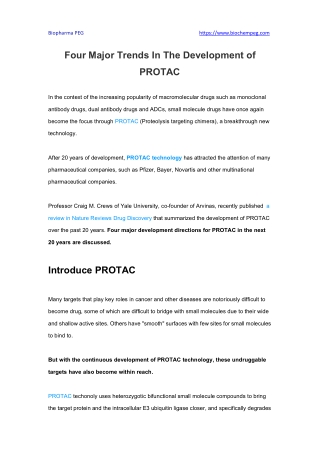 Four Major Trends In The Development of PROTAC