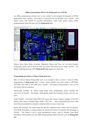 Offline programming software for flying probe test of PCBA
