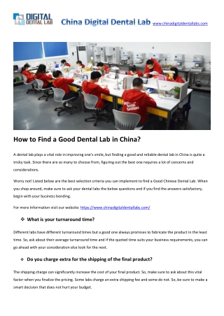 How to find a Good Dental Lab in China?