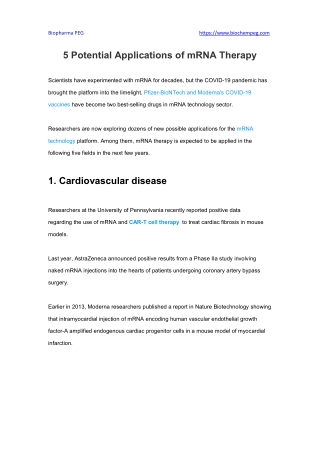 5 Potential Applications of mRNA Therapy