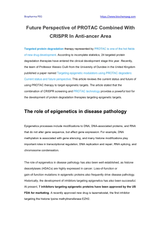 Future Perspective of PROTAC Combined With CRISPR In Anti-ancer Area