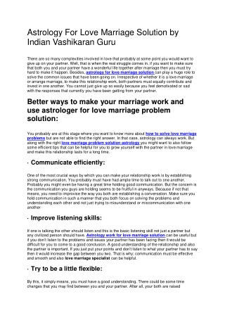 Astrology For Love Marriage Solution