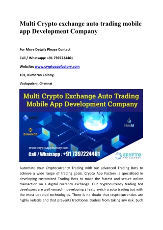 Multi Crypto Exchange Auto Trading Moblie App Development Company