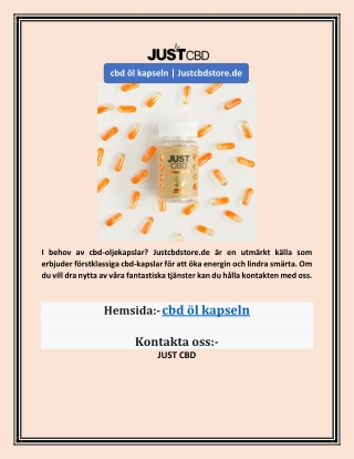 cbd öl kapseln | Justcbdstore.de