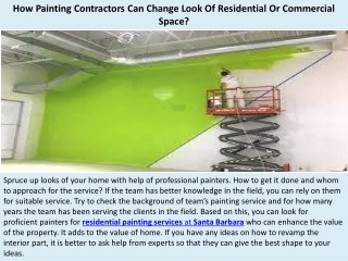 How Painting Contractors Can Change Look Of Residential Or Commercial Space?