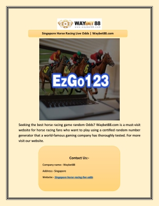 Singapore Horse Racing Live Odds | Waybet88.com