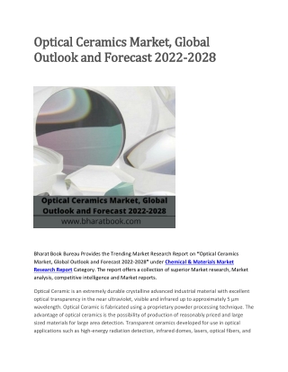 Global Optical Ceramics Market Analysis, Application & Forecast 2022-2028