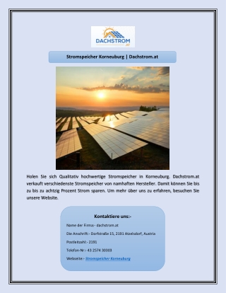 Stromspeicher Korneuburg | Dachstrom.at