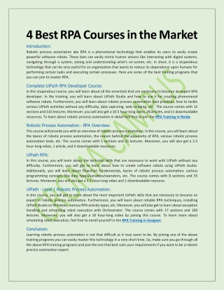 4 Best RPA Courses in the Market