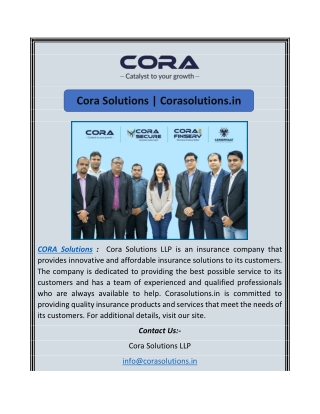 Cora Solutions | Corasolutions.in