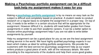 Making a Psychology portfolio assignment can be a difficult taskhelp my assignment makes it easy for you (1)