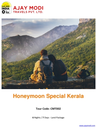 Honeymoon Special Kerala Tour Package with Ajay Modi Travels