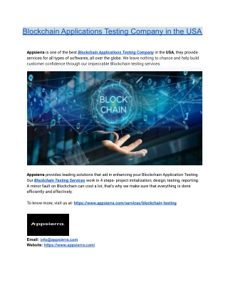 Blockchain Applications Testing Company in the USA