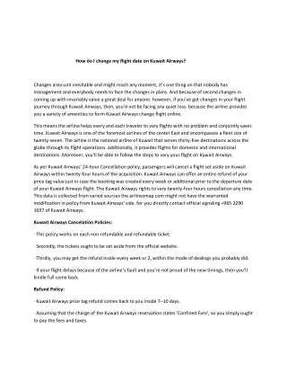 Kuwait Airways Change Flight Policy