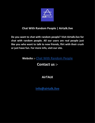 Chat With Random People | Airtalk.live