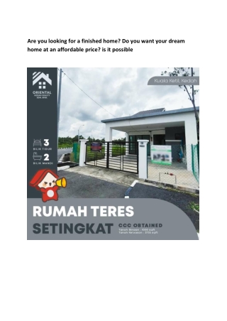 Are you looking for a finished home Do you want your dream home at an affordable price is it possible