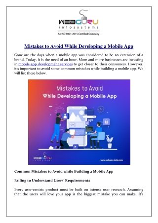 Mistakes to Avoid While Developing a Mobile App