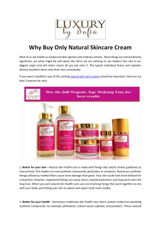 Why Buy Only Natural Skincare Cream
