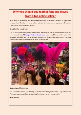 Why you should buy feather fans and staves from a top online seller?