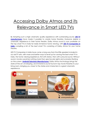 Accessing Dolby Atmos and its Relevance in Smart LED TVs