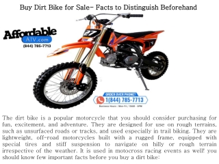 Buy Dirt Bike for Sale- Facts to Distinguish Beforehand