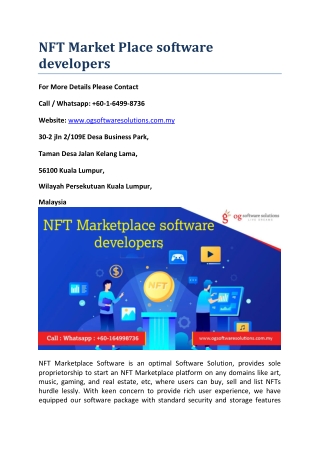 NFT Market Place software developers