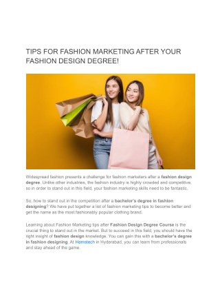 TIPS FOR FASHION MARKETING AFTER YOUR FASHION DESIGN DEGREE