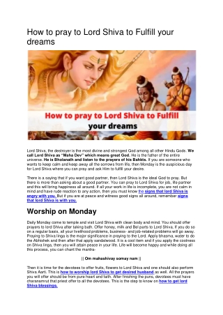 How to pray to Lord Shiva to Fulfill your dreams
