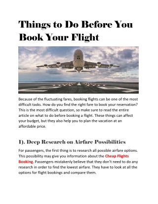 Things to Do Before You Book Your Flight