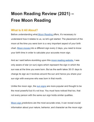 Moon Reading Review (2022) – Free Moon Reading