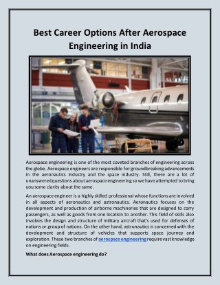 Best Career Options After Aerospace Engineering in India