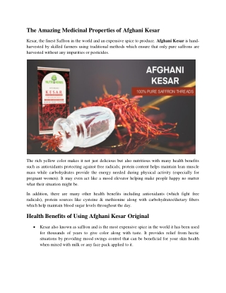 The Amazing Medicinal Properties of Afghani Kesar