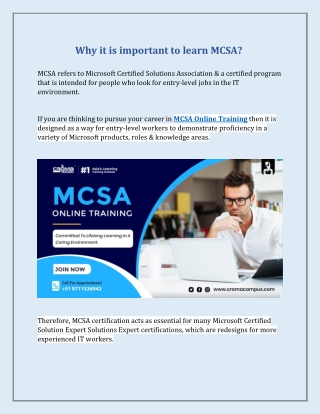 Why it is important to learn MCSA