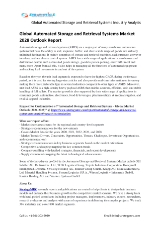 Global Automated Storage and Retrieval Systems Market Overview Analysis and Grow