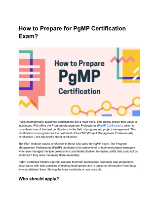 How to Prepare for PgMP Certification Exam?